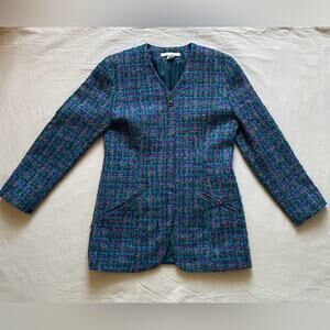 The Limited Vintage Collarless Blazer Jacket Multicolored Tweed Size Medium